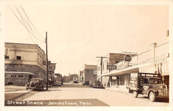 Jamestown Tennessee Street Scene Coke Sign Western Auto Real Photo PC AA88217