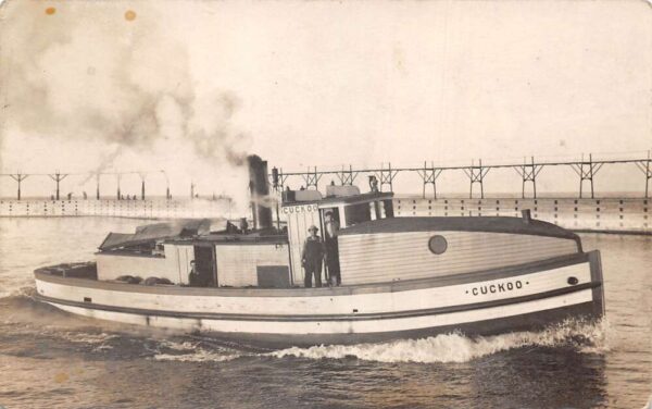 Michigan? Steamer Tug Boat Cuckoo Real Photo Vintage Postcard AA88220