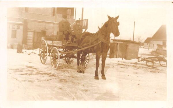 Claremont Minnesota Ellsworth Grocery Wagon Real Photo Vintage Postcard AA88223