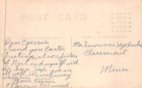 Claremont Minnesota Ellsworth Grocery Wagon Real Photo Vintage Postcard AA88223 - Image 2