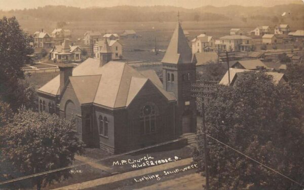 West Lafayette Ohio Church Birds Eye View Real Photo Postcard AA88227