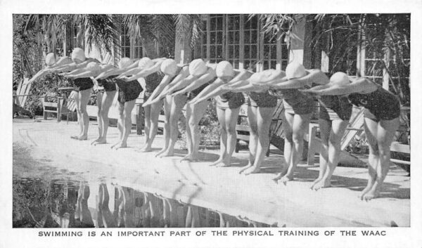 Womens Army Auxiliary Corps Swimming Military Vintage Postcard AA88249