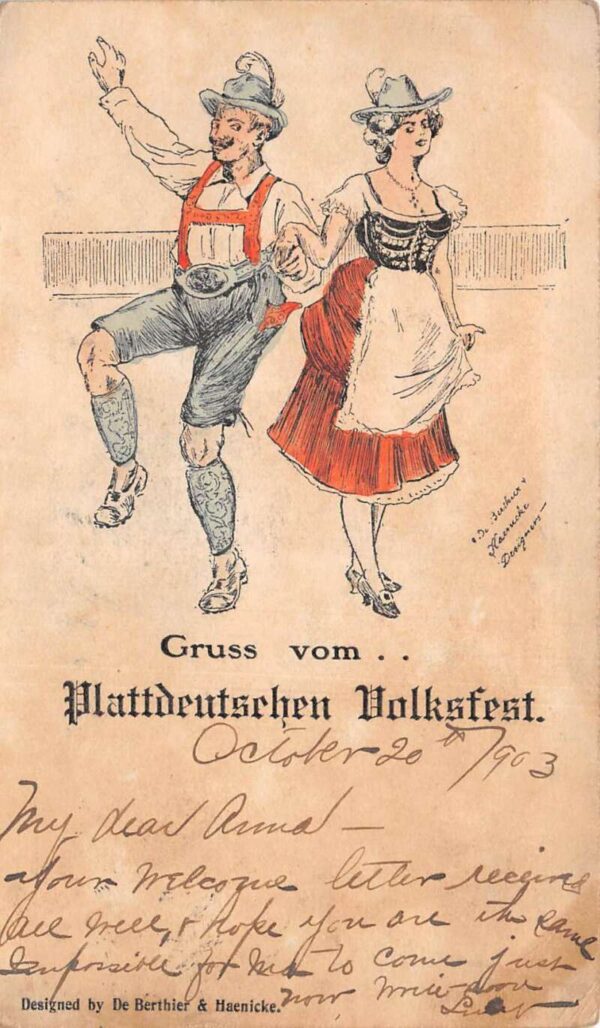 Plattduetschen Volksfest German Beer Festival Greetings Gruss vom PC AA88257