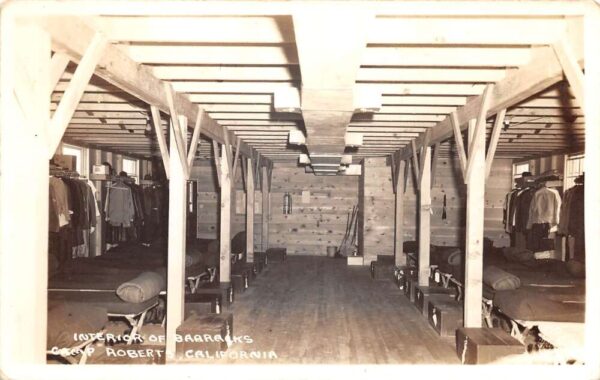 Camp Robert California Barracks Interior Real Photo Postcard AA88267