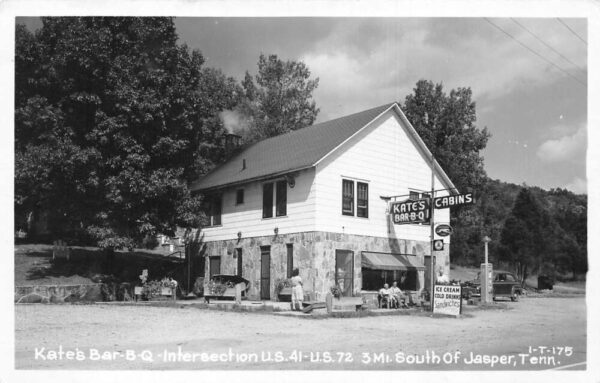 Jasper Tennessee Kates Bar-B-Q Restaurant Cabins Greyhound Real Photo PC AA88284