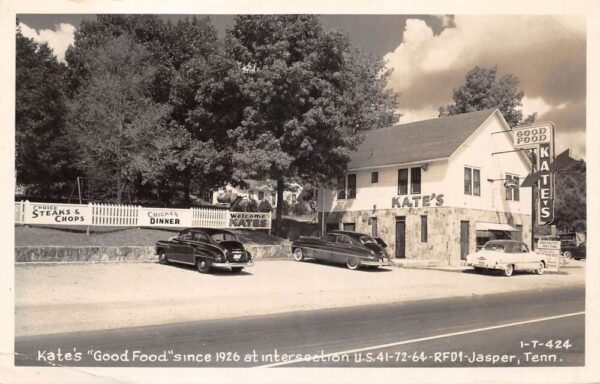 Jasper Tennessee Kates Good Food Restaurant Greyhound Real Photo PC AA88285
