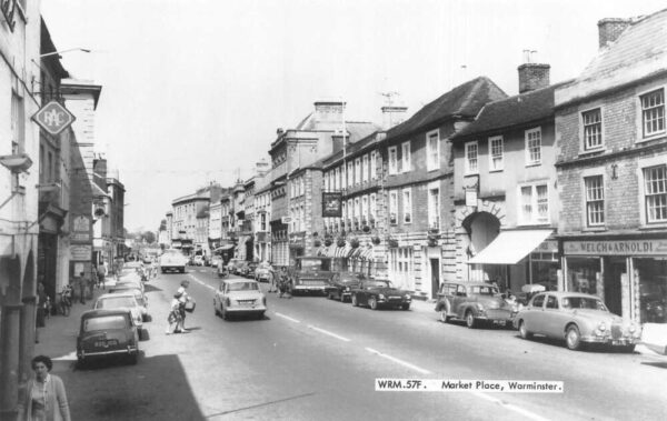 Warminster England Market Place Street Scene Real Photo Vintage Postcard AA88299