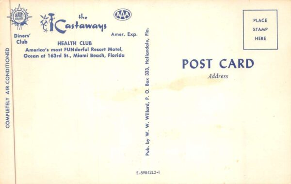 Miami Beach Florida Castaways Health Club Vintage Postcard AA88317 - Image 2