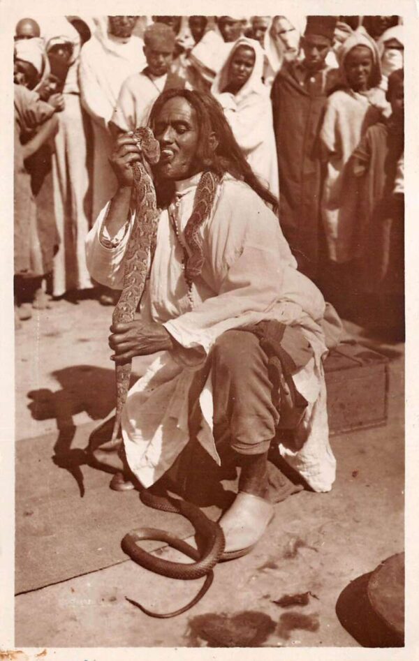 Morroco Serpent Charmer Street Performer Real Photo Vintage Postcard AA88323