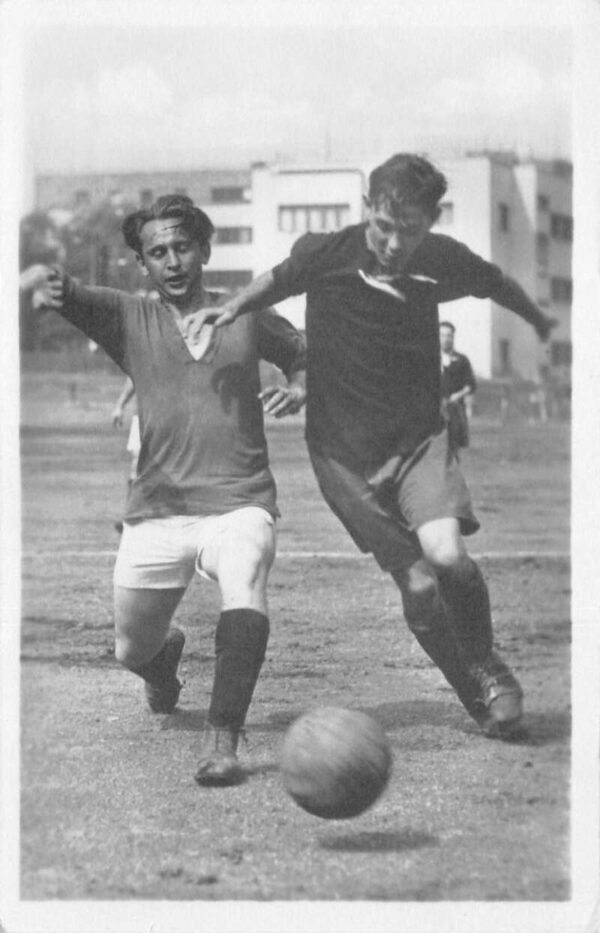 Czechoslovakia Sports Soccor Football Game Real Photo Vintage Postcard AA88334