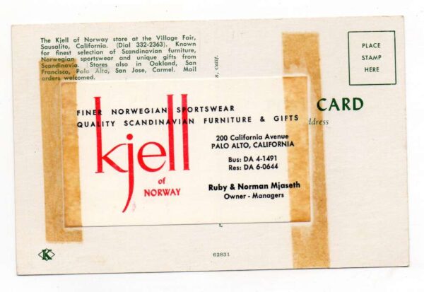 Palo Alto California Kjell of Norway Sportswear Store Vintage Postcard AA88336 - Image 2