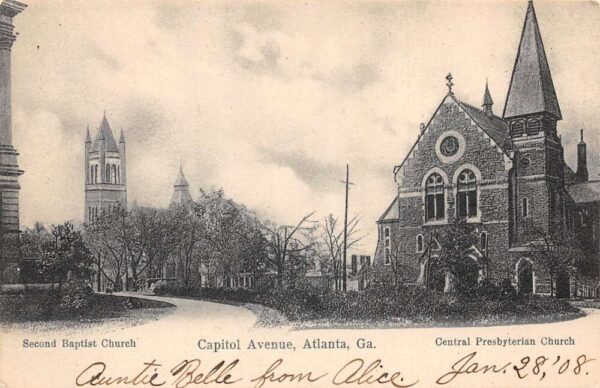 Atlanta Georgia Capitol Avenue Second Baptist Church Vintage Postcard AA88342