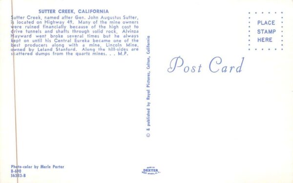 Sutter Creek California Street Scene Business District Vintage Postcard AA88363 - Image 2