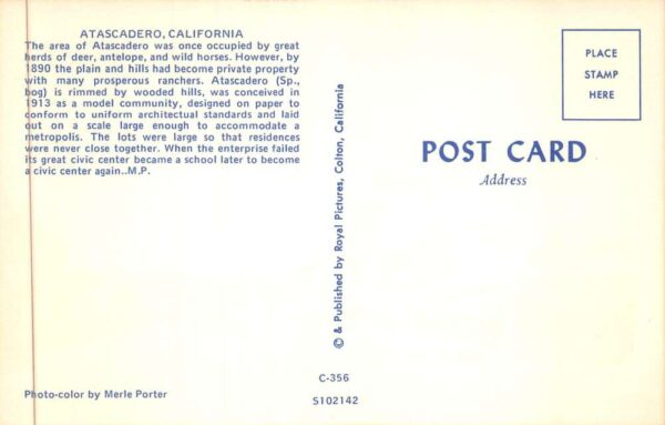 Atascadero California Carlton Hotel Business District Street Scene PC AA88368 - Image 2
