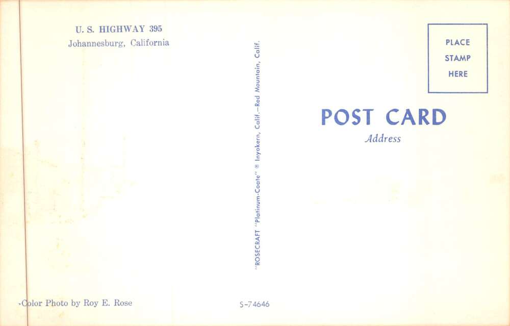 Johannesburg California Highway 395 Vintage Postcard AA88380 - Image 2