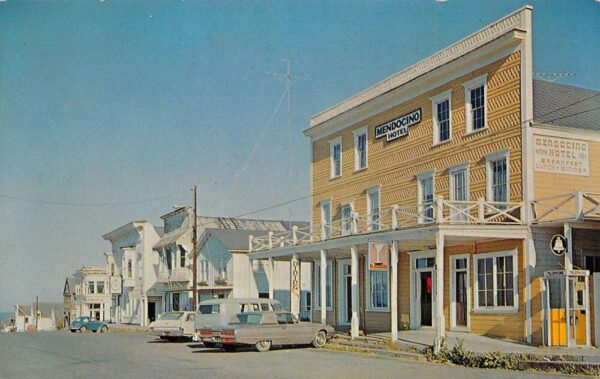 Mendocino California Mendocino Hotel Street Scene Vintage Postcard AA88396