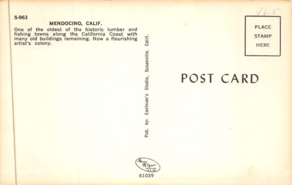 Mendocino California Mendocino Hotel Street Scene Vintage Postcard AA88396 - Image 2