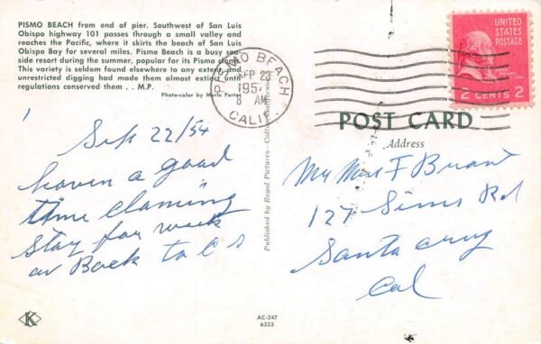 Pismo Beach California Front End Of Pier, Chrome, Vintage Postcard U20602 - Image 2