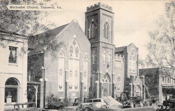 Tazewell Virginia Methodist Church, B/W Chrome, Vintage Postcard U20608
