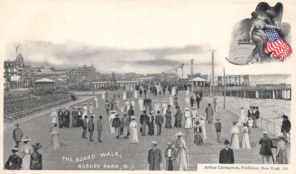 Asbury Park New Jersey The Boardwalk, Arthur Livingston, Publisher PC U20620