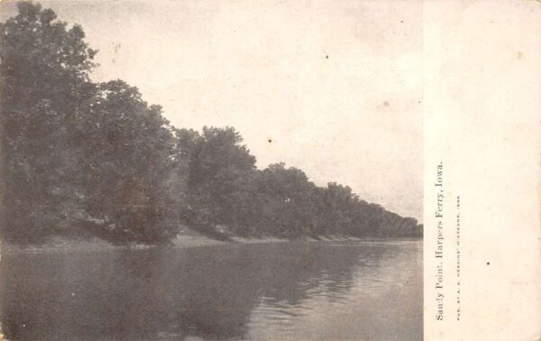 Harpers Ferry Iowa Sandy Point, B/W Lithograph, Vintage Postcard U20624