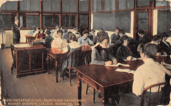 Richmond Virginia Dictation Class, Massey Business College, Postcard U20646