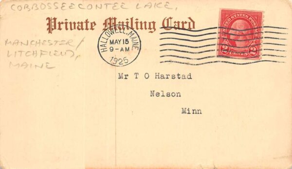 Manchester Maine Cobbosseecontee Lake, Private Mailing Card, Vintage U20653 - Image 2