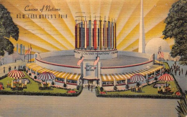 New York Worlds Fair Casino of Nations Linen Vintage Postcard AA88420