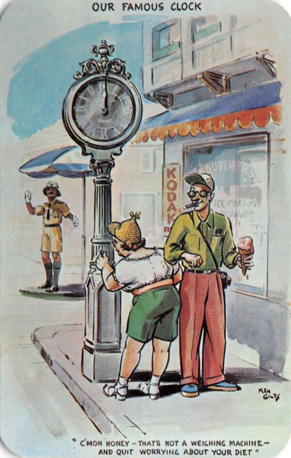 Hamilton Bermuda "Famous Clock" Tourists Humor Vintage Postcard AA88437