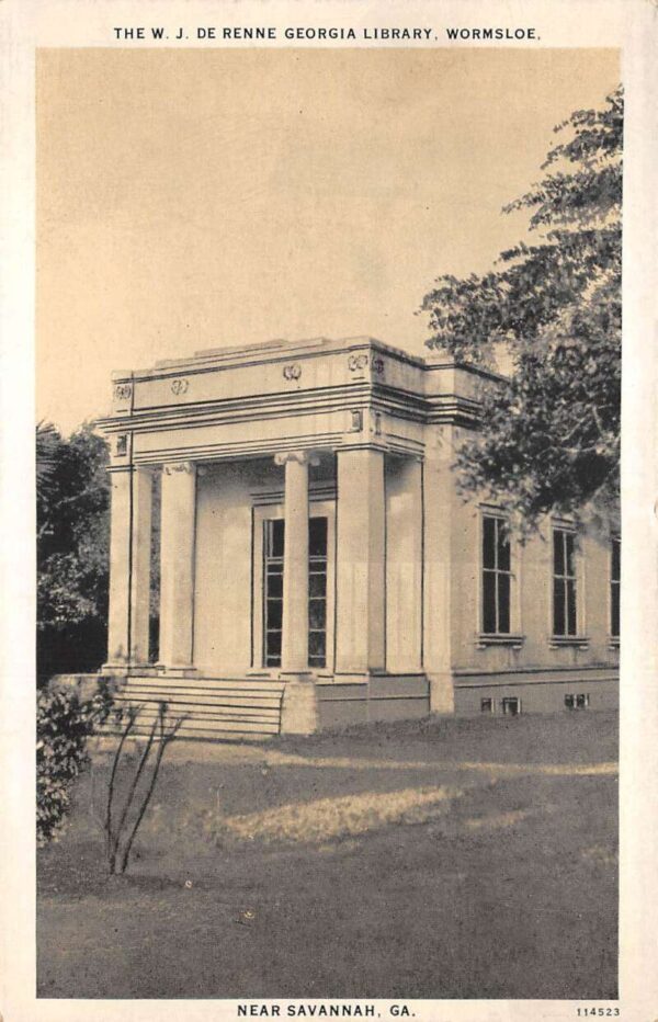 Wormsloe Georgia WJ De Renne Georgia Library Vintage Postcard AA88443