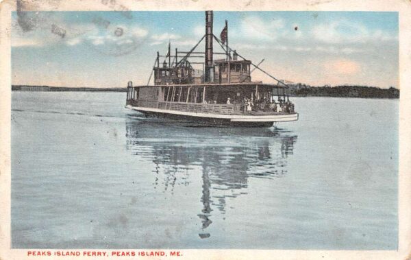 Peaks Island Maine Peaks Island Ferry, White Border Vintage Postcard U20668
