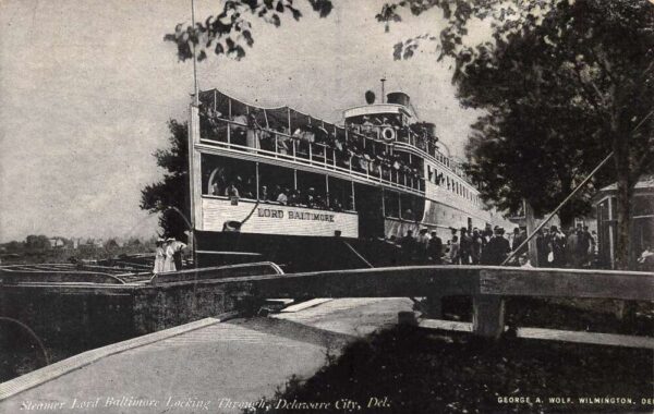 Delaware City Delaware Steamer Lord Baltimore, B/W Lithograph, Vintage Pc U20670