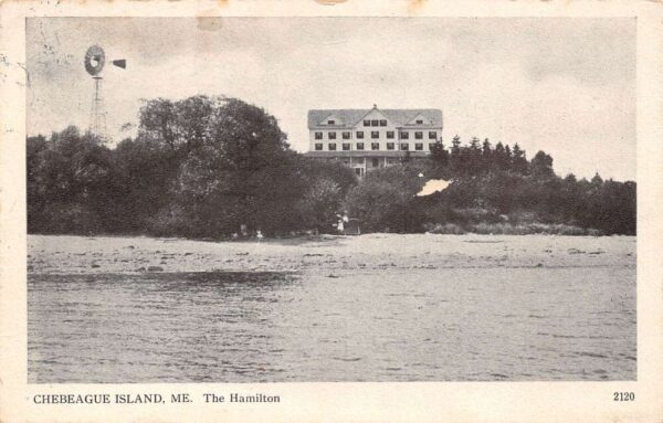Chebeague Island Maine The Hamilton, B/W Lithograph, Vintage Postcard U20675