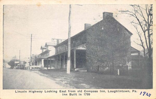 Laughlintown Pennsylvania Lincoln Hwy., Old Compass Inn, Vintage PC U20681