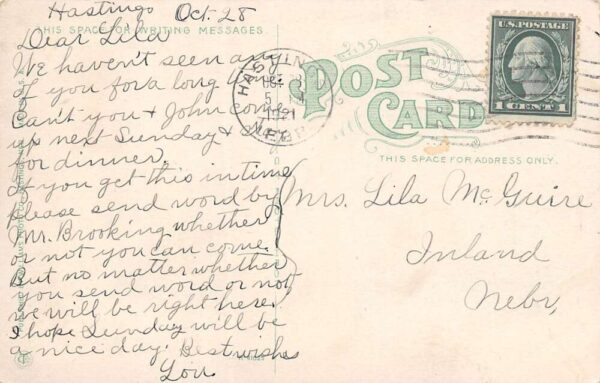 Hastings Nebraska New Masonic Temple, Drug Store, Vintage Postcard U20682 - Image 2