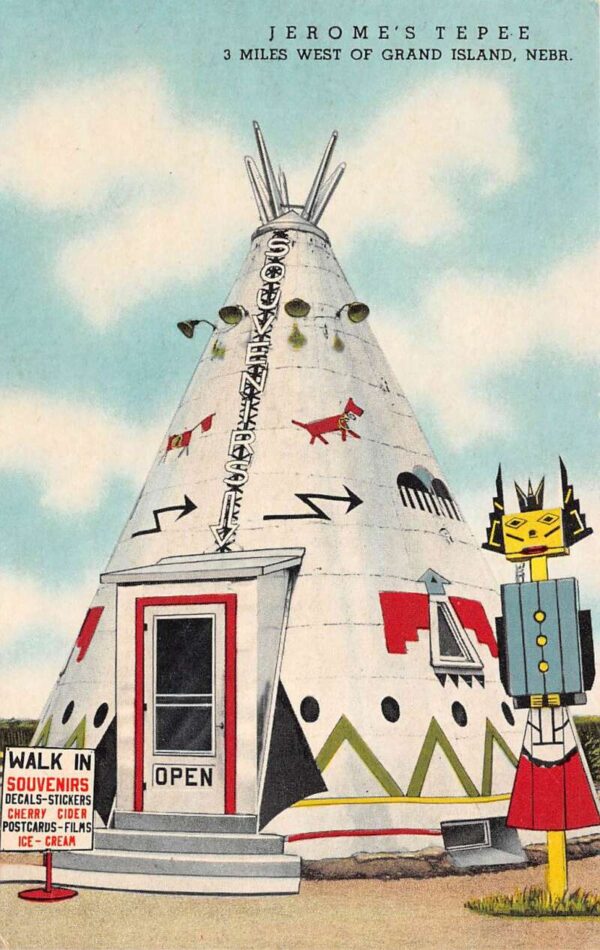 Grand Island Nebraska Jerome's Tepee Vintage Postcard U20683