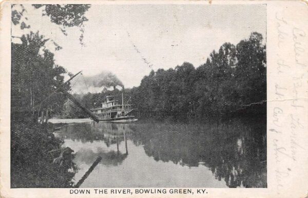 Bowling Green Kentucky Down The River, B/W Lithograph, Vintage Postcard U20689