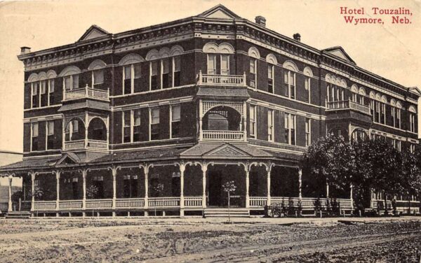Wymore Nebraska Hotel Touzalin, B/W Lithograph, Vintage Postcard U20690