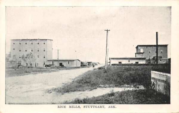 Stuttgart Arkansas Rice Mills, B/W Lithograph, Vintage Postcard U20703