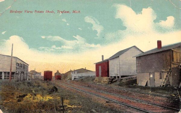 Trufant Michigan Bird's Eye View OF Potato Sheds, Color Lithograph, PC U20707