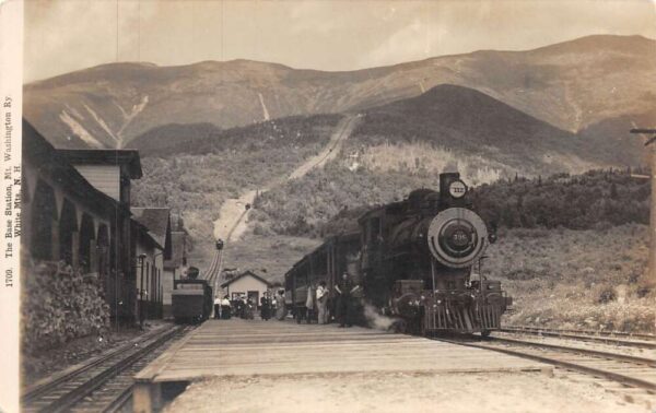 White Mountains New Hampshire Base Train Station Real Photo Postcard AA88545