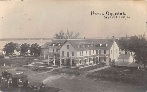 Spirit Lake Iowa Hotel Orleans Real Photo Vintage Postcard AA88558