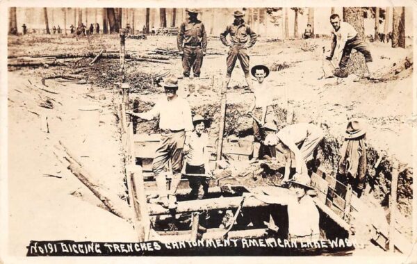 Camp Lewis American Lake Washington Digging Trenches Real Photo PC AA88569
