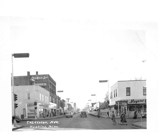 Hopkins Minnesota Excelsior Avenue Street Scene Real Photo Postcard AA88575