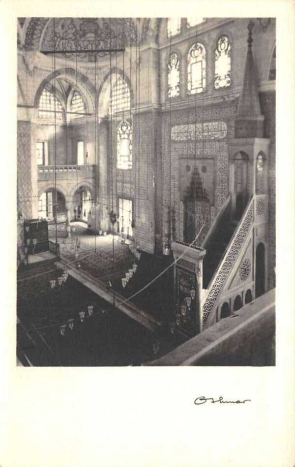 Istanbul Turkey Rustem Pasa Mosque Interior View Real Photo Postcard AA88610