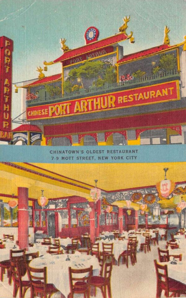 New York City Port Arthur Chinese Restaurant Linen Vintage Postcard AA88618