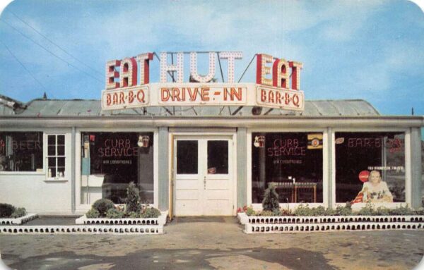 Middlesboro Kentucky Eat Hut Barbq Restaurant Coke Sign Vintage Postcard AA88619
