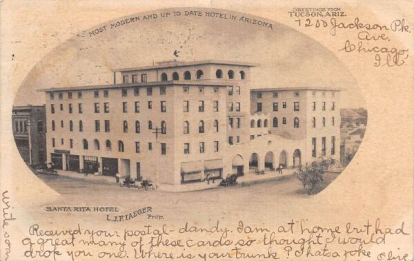 Tucson Arizona Santa Rita Hotel Vintage Postcard AA88621