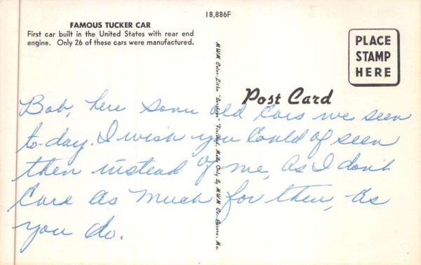 Cucamonga California Kings of the Road Museum Tucker Car Postcard AA88627 - Image 2