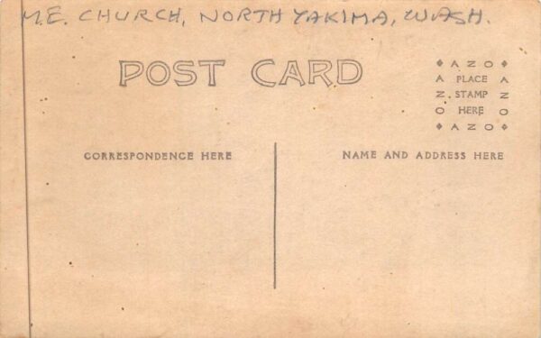 North Yakima Washington Methodist Episcopal Church Real Photo Postcard AA88639 - Image 2